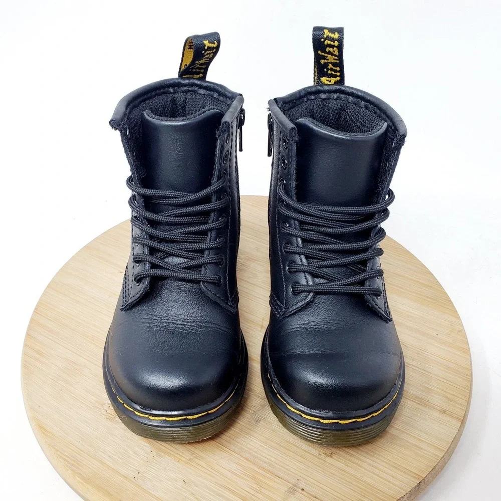 Dr Martens 1460 Boots Kids 8 Toddler Black Lace Up 8 Eye Little Boys Girls Shoes